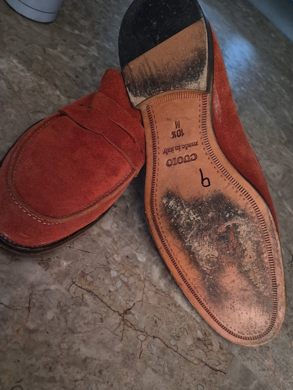 Vero Cuoio Orange Suede Penny Loafers